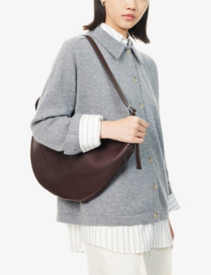 The Row Womens Chestnut Ans Jouve Leather Shoulder Bag In Brown
