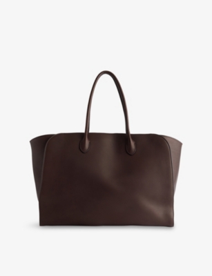 The Row Womens Marlo Leather Tote Bag Chestnut Ans