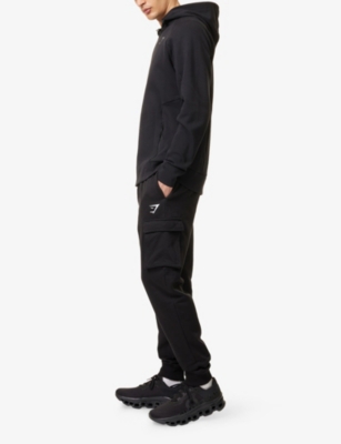 GYMSHARK: Crest-Logo Tapered-Leg Cotton-Blend Cargo Joggers