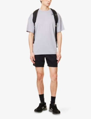 Gymshark Mens Black Interlock Tech 6' Two-zip-pockets Cotton-blend Shorts In Black
