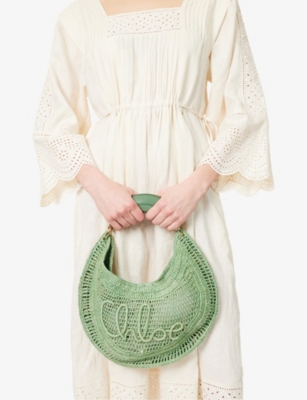 CHLOE: Woven Top-Handle Raffia Bag