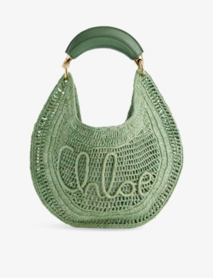 CHLOE: Woven Top-Handle Raffia Bag