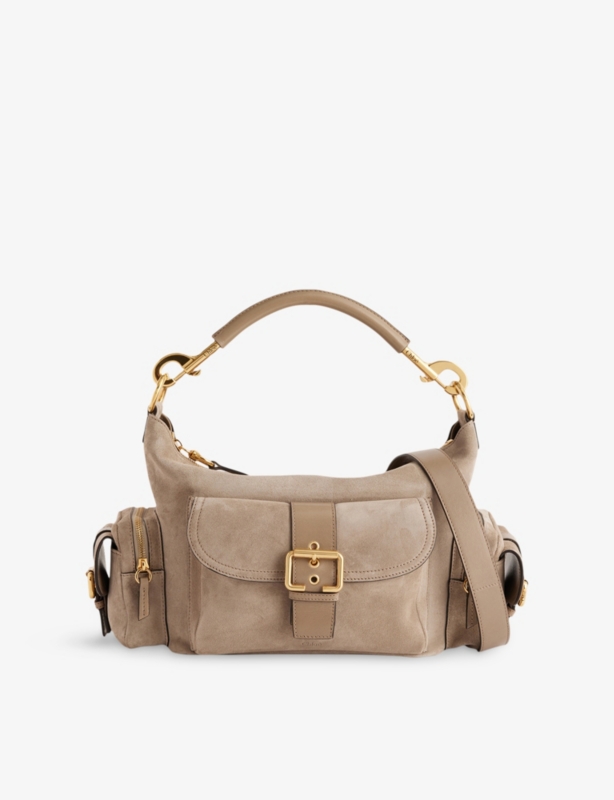Camera Medium Suede Cross-Body Bag