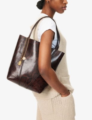 CHLOE: Spin Python-Effect Leather Tote Bag