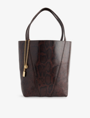 CHLOE: Spin Python-Effect Leather Tote Bag