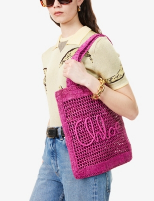 CHLOE: Summer Banana Raffia Tote Bag