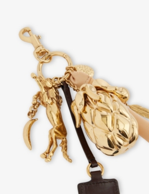 CHLOE: Giga Pineapple Brass and Leather Bag Charm
