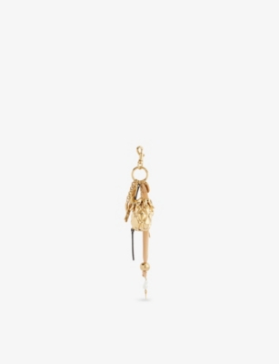 CHLOE: Giga Pineapple Brass and Leather Bag Charm