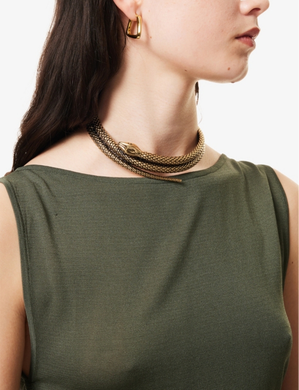 Engraved snake brass choker