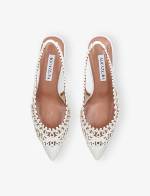 AQUAZZURA: Kahlo 50 Raffia Slingback Courts