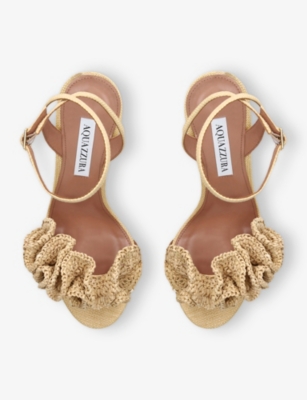 AQUAZZURA: Noches Tropicales 85 Raffia Heeled Sandals