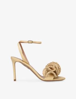 AQUAZZURA: Noches Tropicales 85 Raffia Heeled Sandals