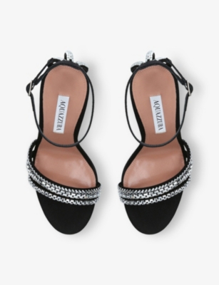 AQUAZZURA: Milagros 105 Suede Heeled Sandals