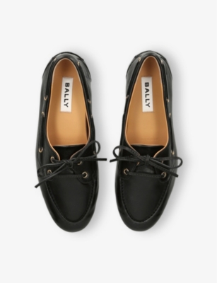 BALLY: Pathy Lace-Up Leather Boat Shoes