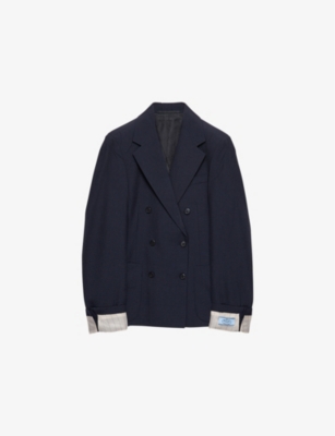 PRADA: Contrast-Cuff Double-Breasted Wool Jacket