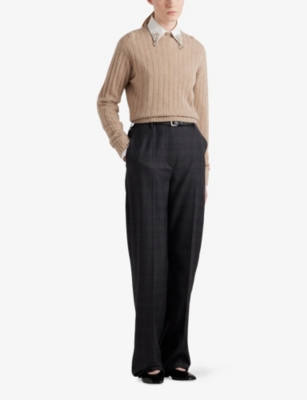 PRADA: Round-Neck Ribbed Cashmere Jumper