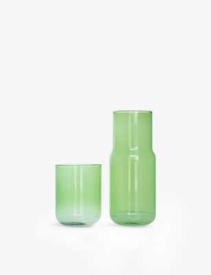 GRY MATTR BY JOE MIMRAN: Tinted Glass Carafe and Cup