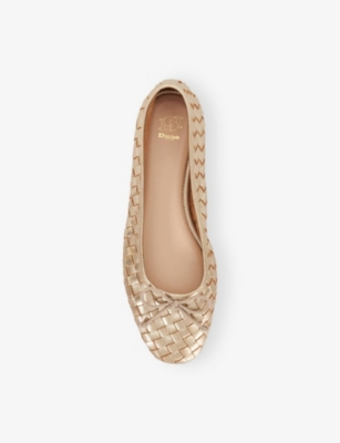 Dune Womens  Heat Woven Leather Ballet Flats In Gold Leather
