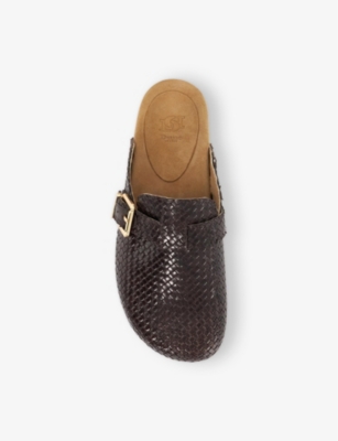 DUNE: Glaized Woven Leather Clogs