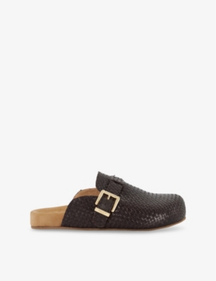 DUNE: Glaized Woven Leather Clogs
