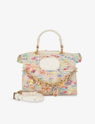 Dune Womens Multi Fabric Slight Chain-embellished Tweed Top-handle Bag In Multi Fabric