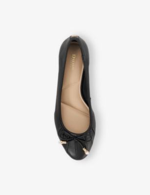 Dune Womens  Amazing Bow-detail Leather Courts In Black Leather