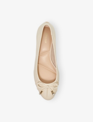 Dune Womens  Amazing Bow-detail Leather Courts In Ecru Leather