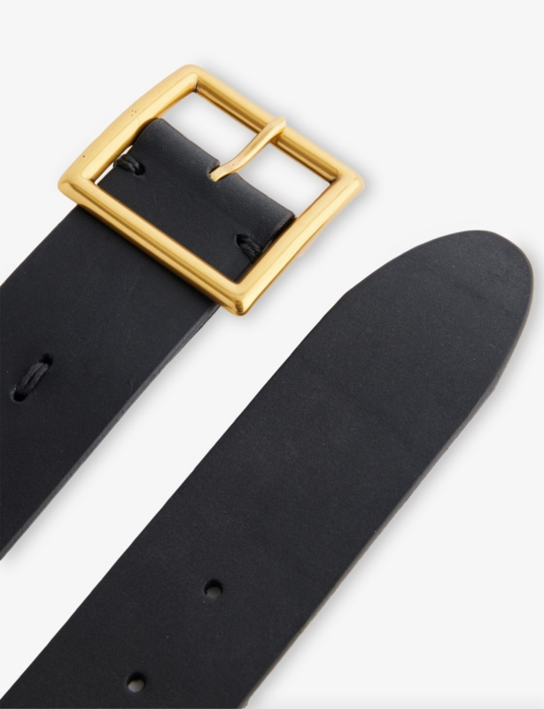 Square-Buckle Leather Belt