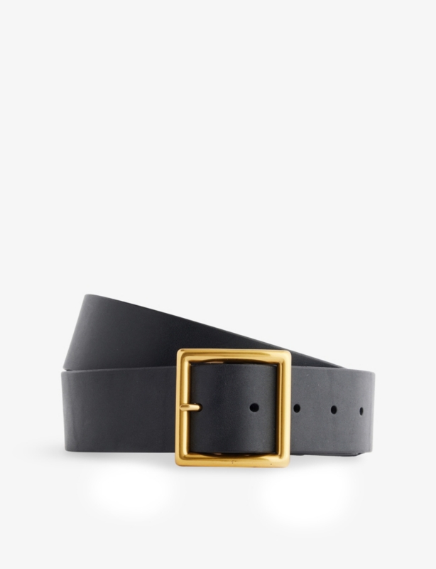 Square-Buckle Leather Belt