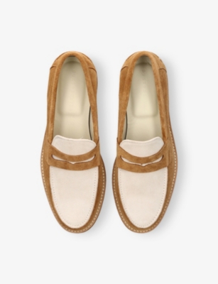 Duke & Dexter Mens Beige Comb Wilde Suede Loafers Eur 45 / 11 Uk In Beige Comb