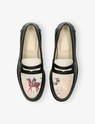 Duke & Dexter Mens Black/comb Wilde Advanced Guard Leather Loafers Eur 41 / 7 Uk In Black/comb