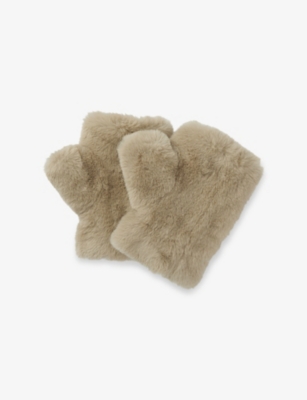 The White Company S Hazelwood Faux-fur Mittens In Brown