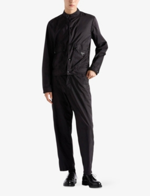 Prada Mens Black Logo-embellished Regular-fit Woven Jacket In Black