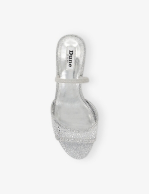 Dune Womens  Mariko Embellished Kitten-heel Mesh Sandals In Silver Synthetic