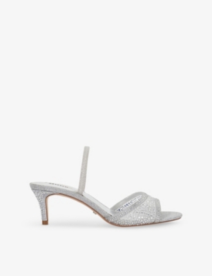 Dune Womens  Mariko Embellished Kitten-heel Mesh Sandals In Silver Synthetic