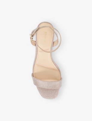 Dune Womens  Melini Wide-fit Leather Block-heel Sandals In Rose Gold Synthetic
