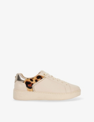 Dune Womens  Elli Lace-up Chunky Flatform Faux Leather Trainers In Ecru Synthetic