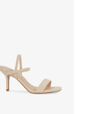 Dune Womens  Methodical Metallic Faux-leather Heeled Sandals In Ecru Synthetic Reptile