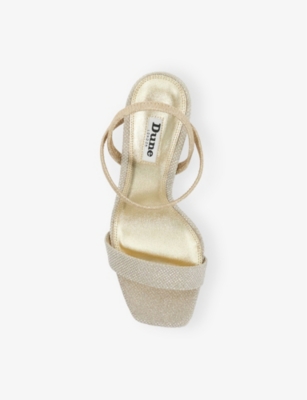 Dune Womens  Methodical Metallic-woven Heeled Sandals In Gold Synthetic