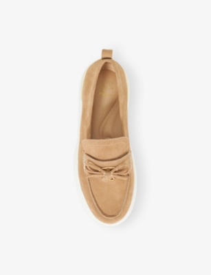 Dune Womens  Glide Suede Flatform Loafers In Sand Suede