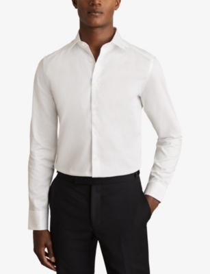 Reiss Mens White Remote Slim-fit Long-sleeve Cotton Shirt Xl In White