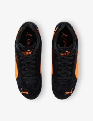 Puma Womens Black Rickie Orange Speedcat Og Logo-print Suede Low-top Trainers In Black Rickie Orange