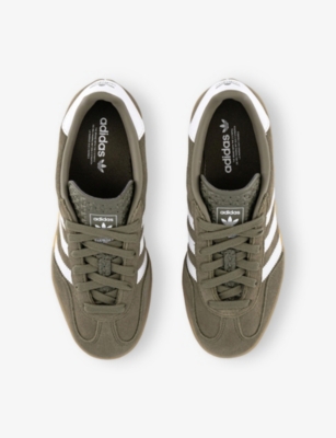 Adidas Originals Adidas Womens Olive Strata Silver Meta Handball Spezial Logo-print Suede Low-top Trainers In Olive Strata White Gold