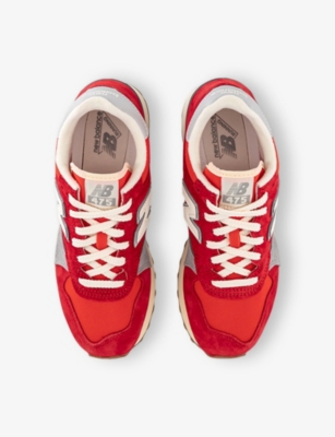 New Balance Womens Team Red 475 Logo-embroidered Suede And Mesh Low-top Trainers In Team Red