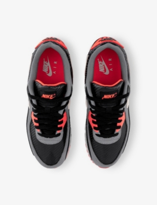 NIKE: Air Max 90 Leather and Mesh Low-Top Trainers