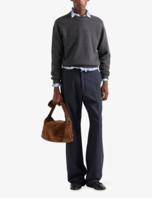Prada Re-cashmere Crew-neck Sweater In Gray