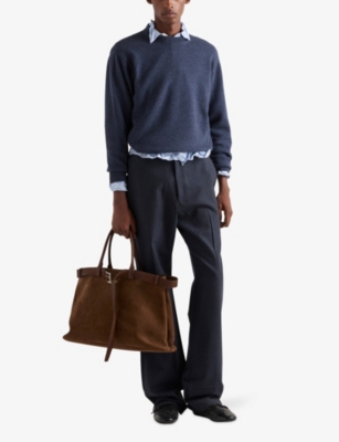 Prada Re-cashmere Crew-neck Sweater In Blue