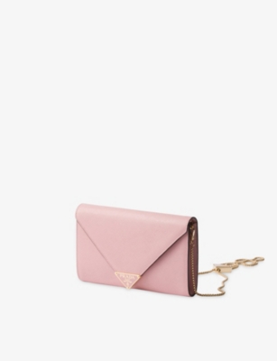 Prada Womens  Saffiano Mini Leather Bag In Pink
