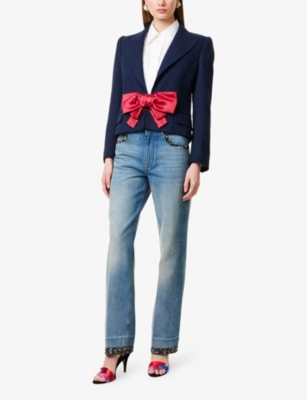 Valentino Tailored Bow-detail Jacket Crafted From Lightweight Viscose In Provence Blue