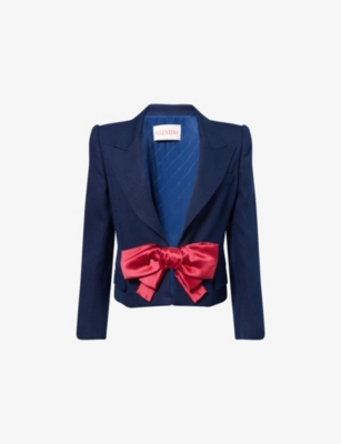 Valentino Tailored Bow-detail Jacket Crafted From Lightweight Viscose In Provence Blue